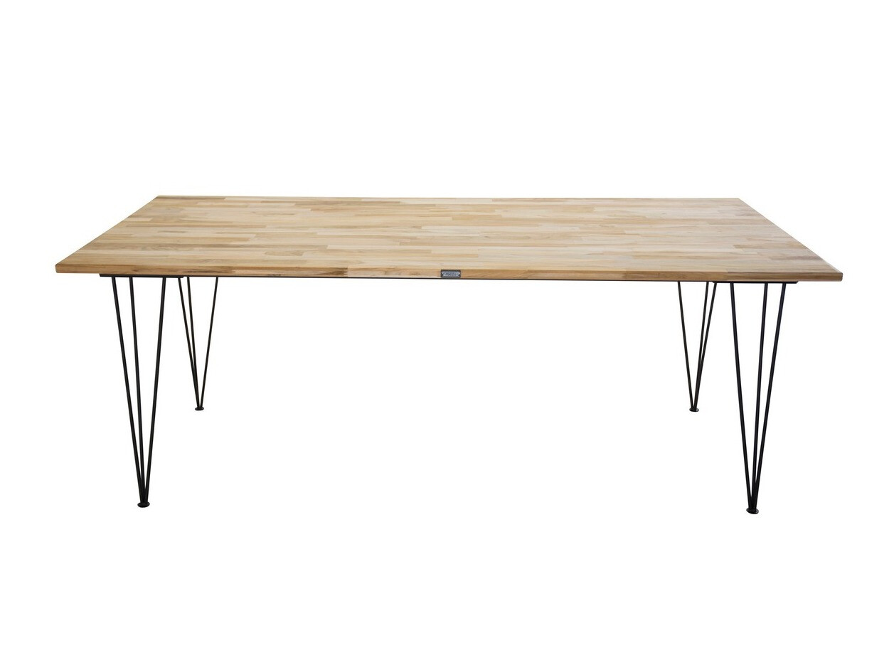 Asztal Dallas 183, Világosbarna, Fekete, 75x90x200cm, Munkalap anyaga, Fém, Tikfa