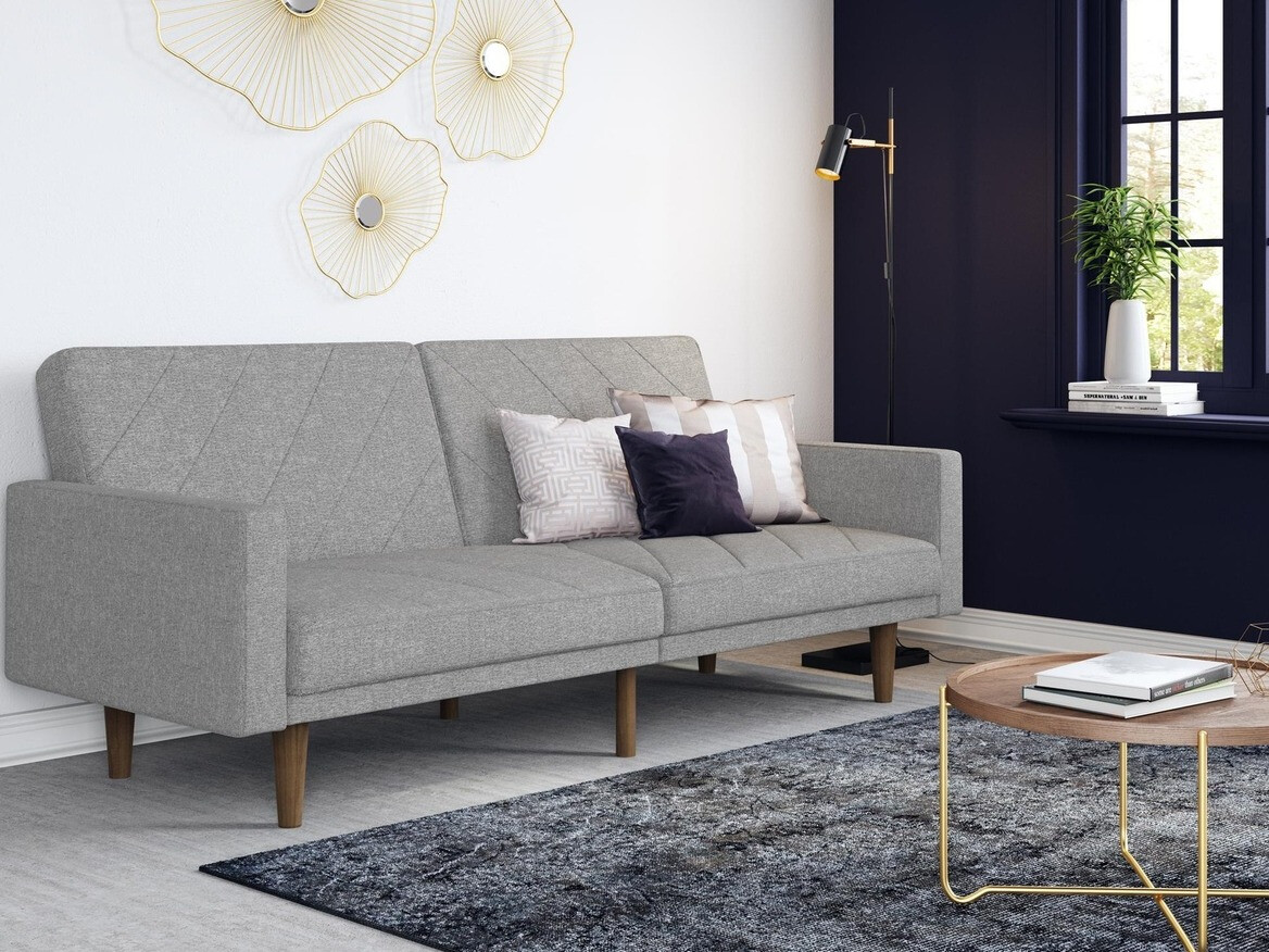 Kanapéágy Tulsa 118, Világosszürke, 81.3x199.5x85.1cm, Lábak: Fa