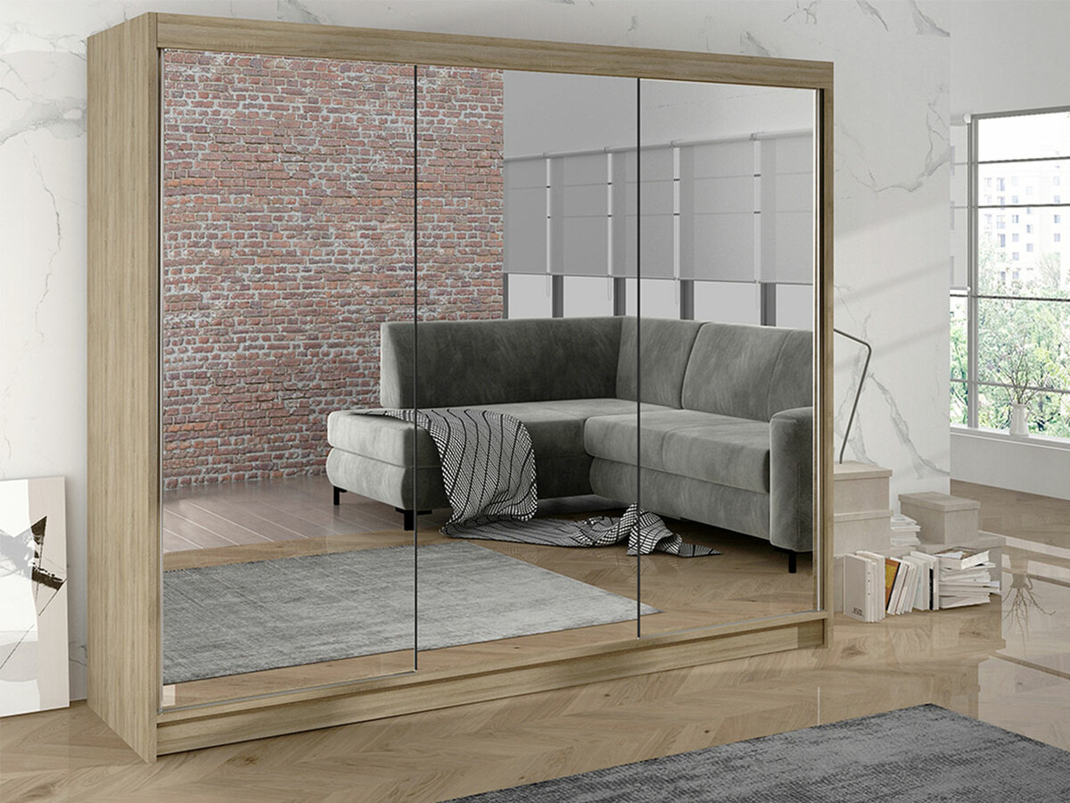 Gardróbszekrény Atlanta 161, Sonoma tölgy, 215x200x58cm, Szekrényajtók: Tolóajtók