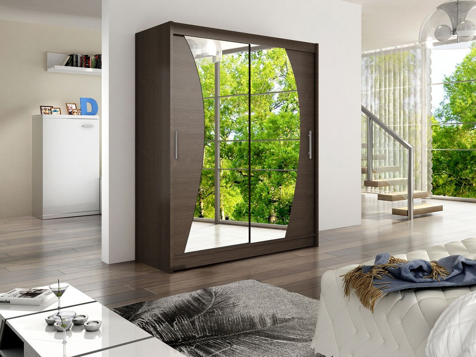 Gardróbszekrény Atlanta 110, Sötét tölgy, 200x150x58cm, Szekrényajtók: Tolóajtók