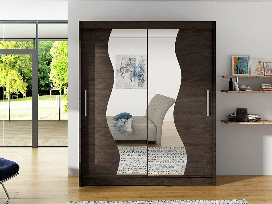 Gardróbszekrény Atlanta 134, Sötét tölgy, 200x150x58cm, Szekrényajtók: Tolóajtók