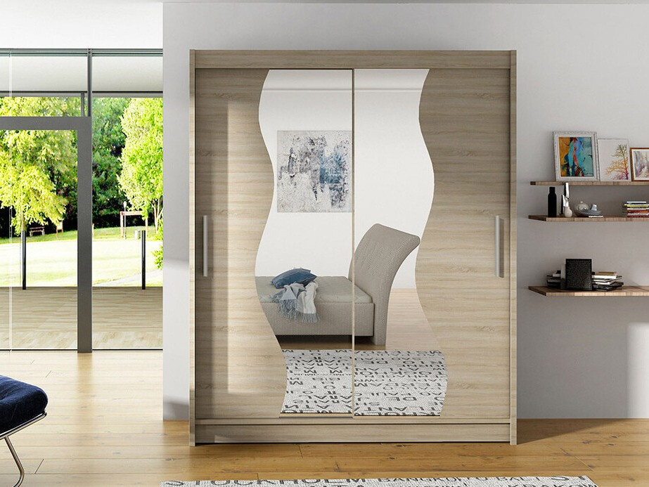 Gardróbszekrény Atlanta 134, Sonoma tölgy, 200x150x58cm, Szekrényajtók: Tolóajtók