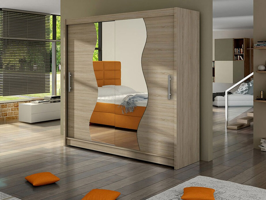 Gardróbszekrény Atlanta 126, Sonoma tölgy, 215x180x58cm, Szekrényajtók: Tolóajtók