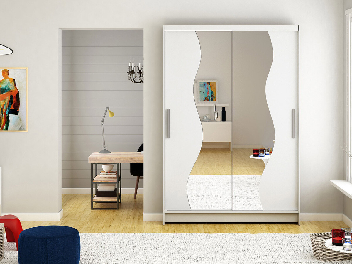 Gardróbszekrény Atlanta 139, Fehér, 200x120x58cm, Szekrényajtók: Tolóajtók