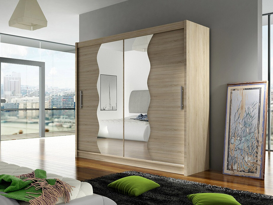 Gardróbszekrény Atlanta 125, Sonoma tölgy, 215x180x57cm, Szekrényajtók: Tolóajtók