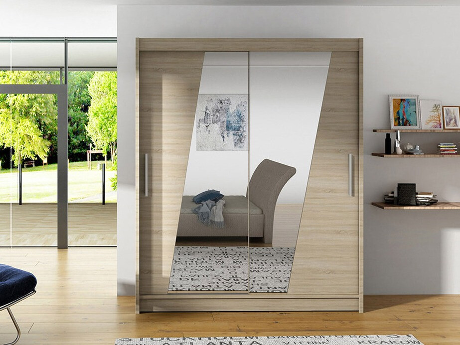 Gardróbszekrény Atlanta 155, Sonoma tölgy, 200x150x58cm, Szekrényajtók: Tolóajtók