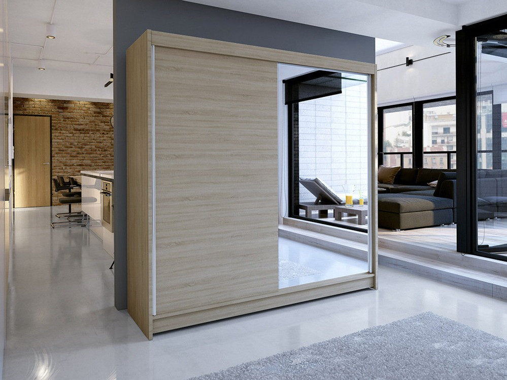 Gardróbszekrény Atlanta 137, Sonoma tölgy, 215x180x58cm, Szekrényajtók: Tolóajtók