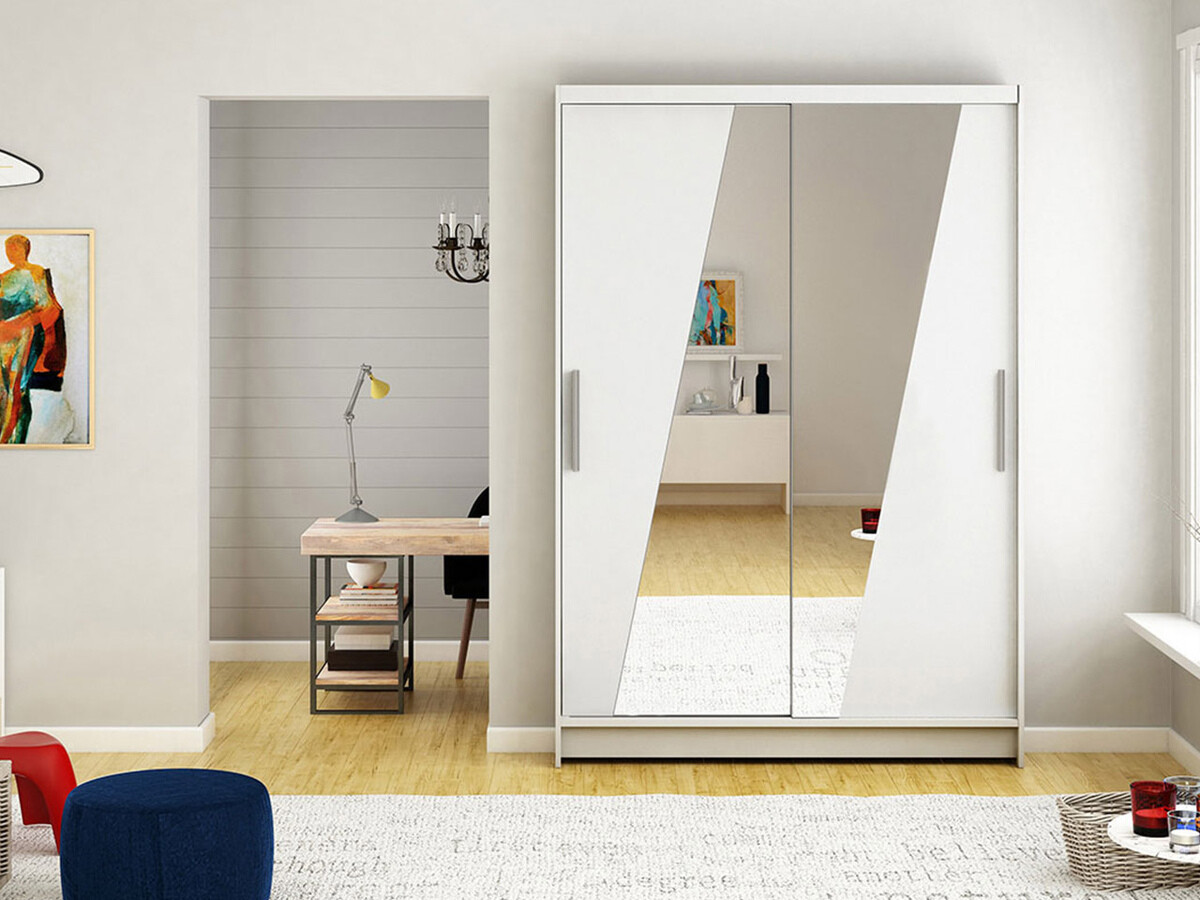 Gardróbszekrény Atlanta 152, Fehér, 200x120x58cm, Szekrényajtók: Tolóajtók