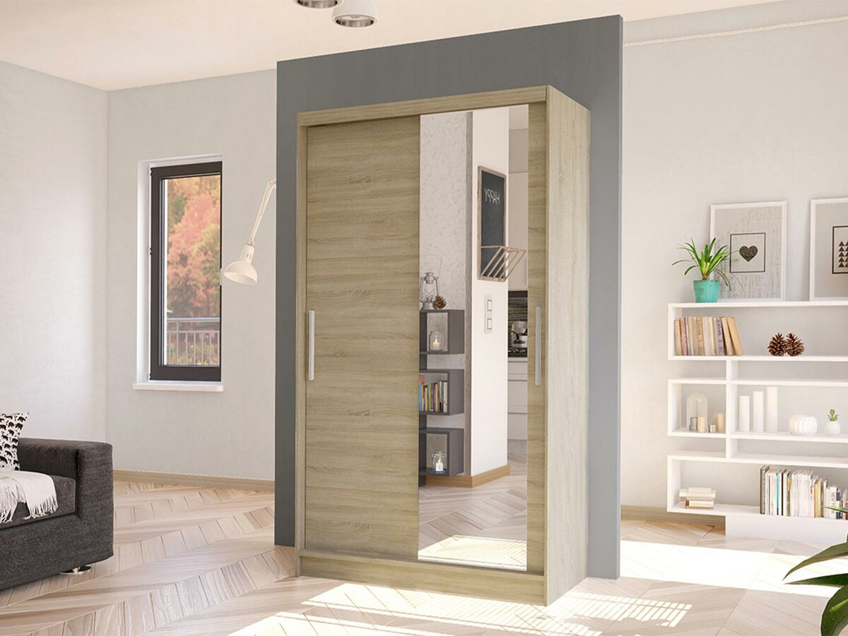 Gardróbszekrény Atlanta 165, Sonoma tölgy, 200x100x58cm, Szekrényajtók: Tolóajtók