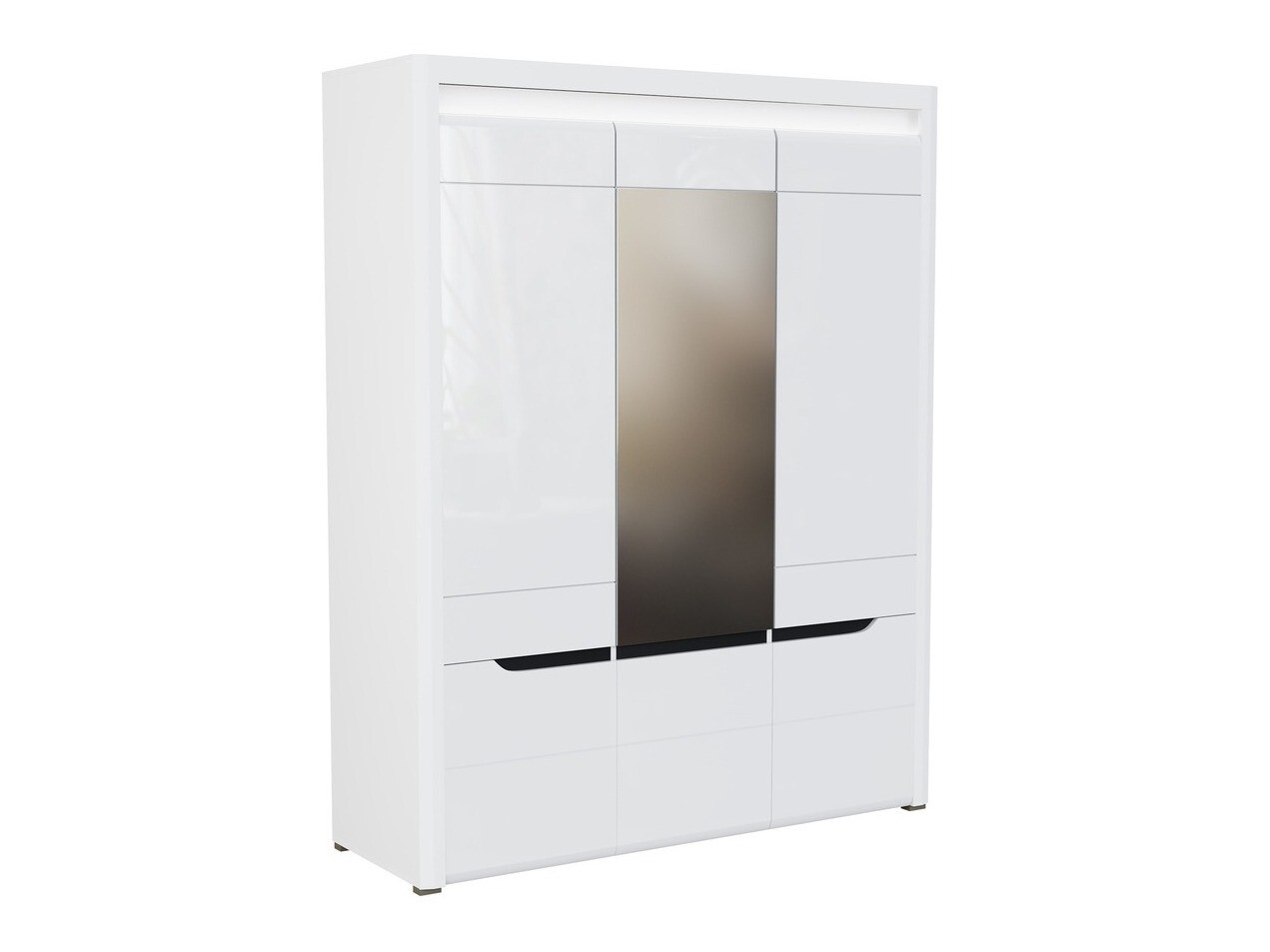 Gardróbszekrény Orlando K114, Fehér, Fényes fehér, 205.5x164x54.5cm, Szekrényajtók: Pántos