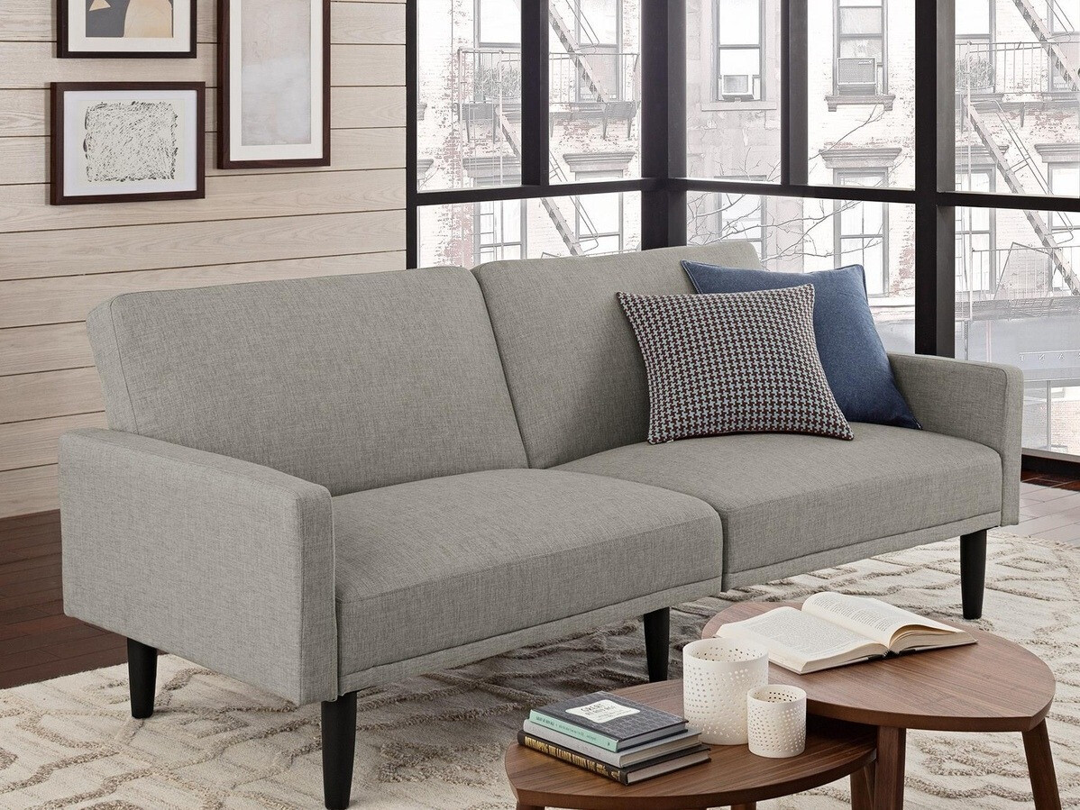 Kanapéágy Tulsa 134, Szürke, 81.3x198.1x82.6cm, Lábak: Fa