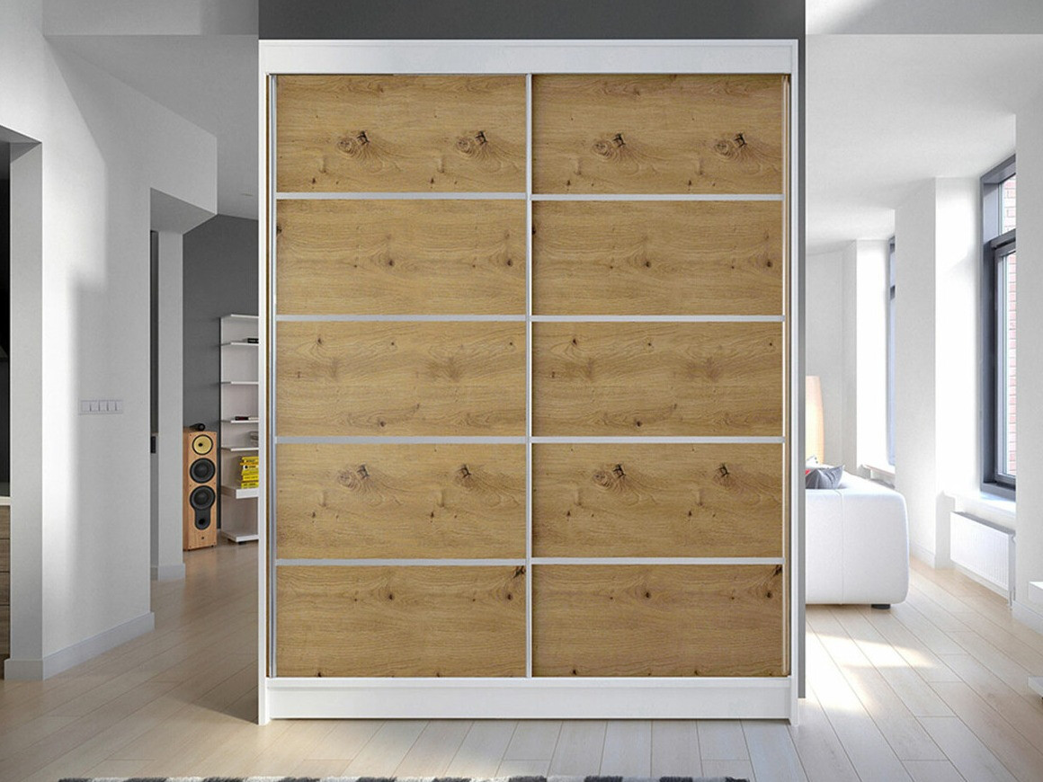 Gardróbszekrény Atlanta 145, 200x150x58cm, Szekrényajtók: Tolóajtók