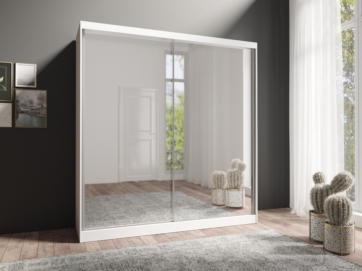 Szekrény Austin 261, Fehér, 215.4x203x58.5cm, Szekrényajtók: Tolóajtó