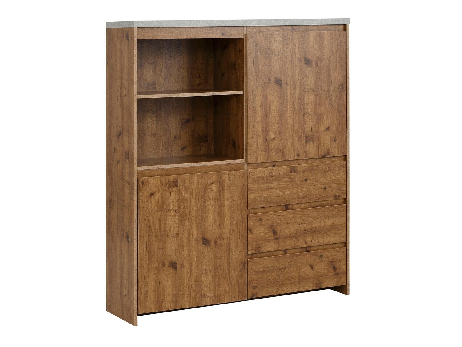 Komód Denton 193, Beton, Tölgy, 140x125x35cm