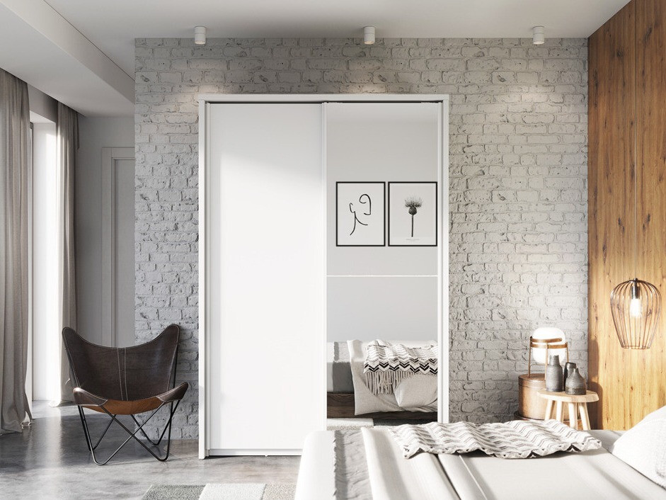 Gardróbszekrény Fresno 122, Fehér, 218x160x57cm, Szekrényajtók: Tolóajtók