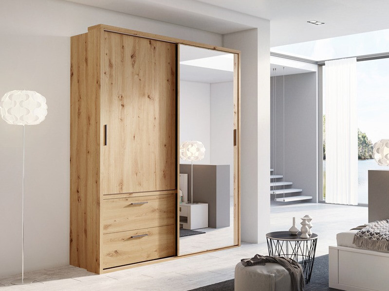 Gardróbszekrény Fresno 123, Artisan tölgy, 215x180x63cm, Szekrényajtók: Tolóajtók