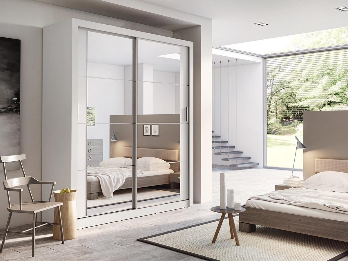 Gardróbszekrény Fresno 102, Fehér, 215x180x60cm, Szekrényajtók: Tolóajtók