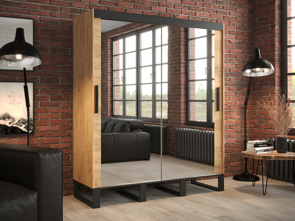 Szekrény Hartford 169, Kézműves aranytölgy, 212x180x62cm, Szekrényajtók: Tolóajtók