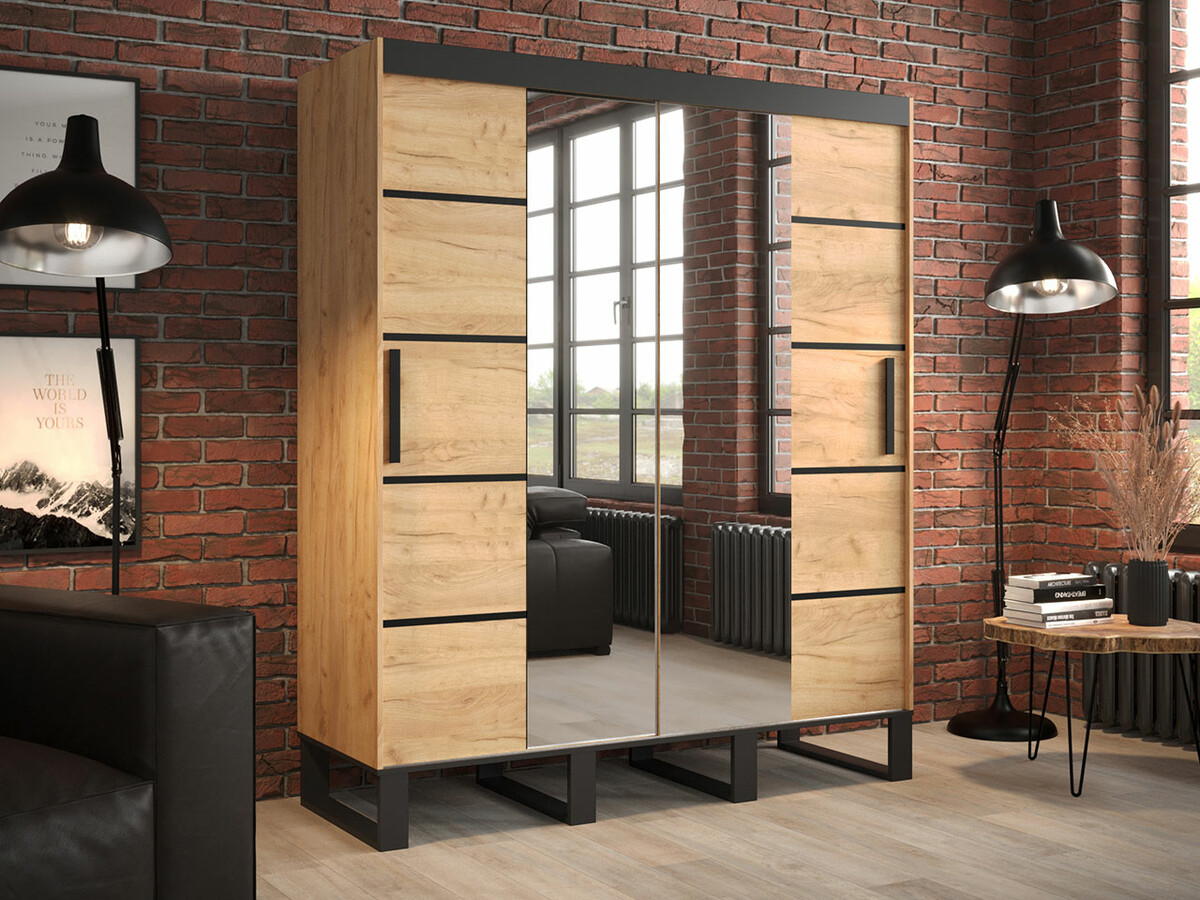 Szekrény Hartford 187, Kézműves aranytölgy, 212x180x62cm, Szekrényajtók: Tolóajtók