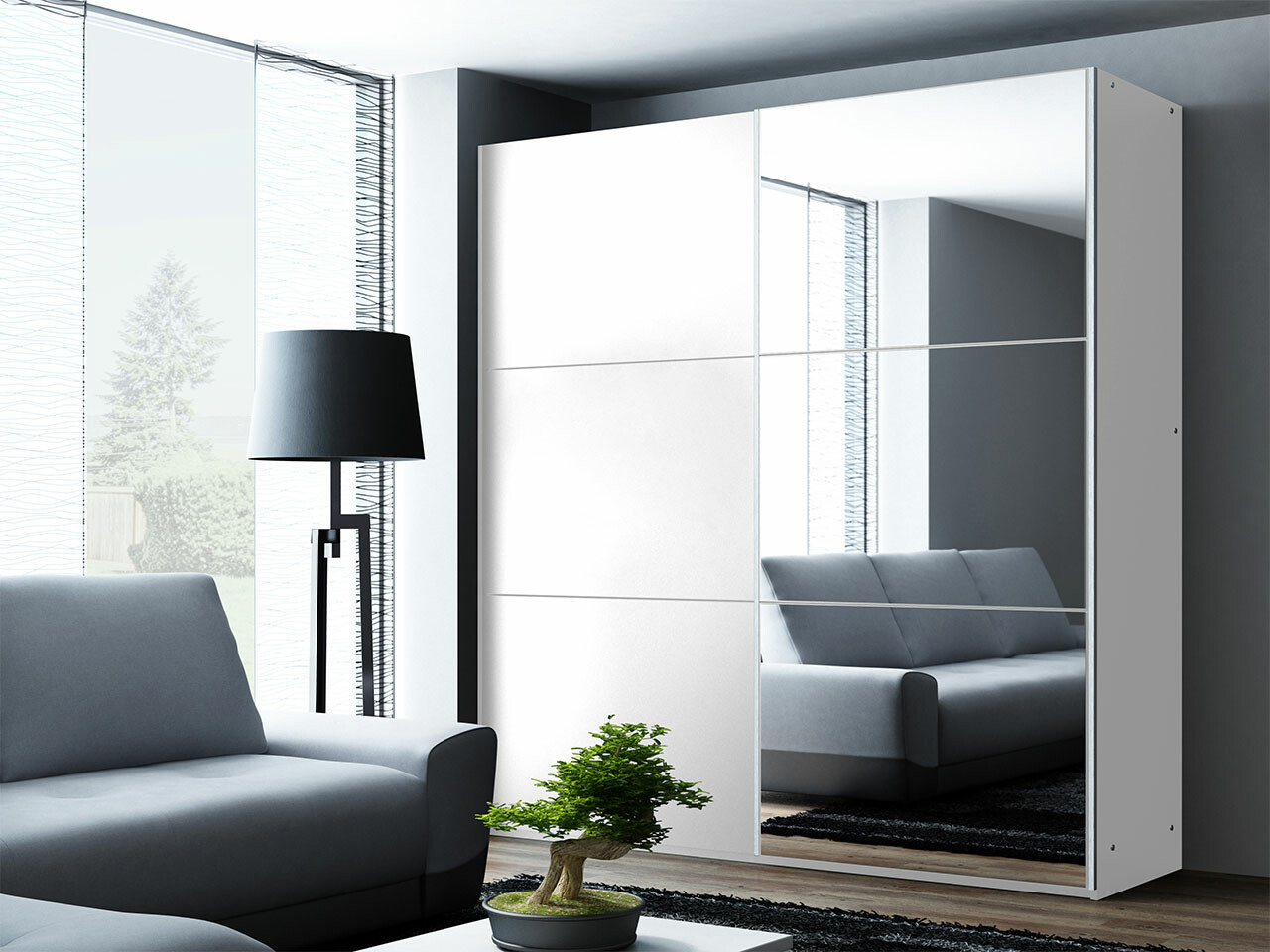 Gardróbszekrény Honolulu 229, Fehér, 215x200x65cm, Szekrényajtók: Tolóajtók