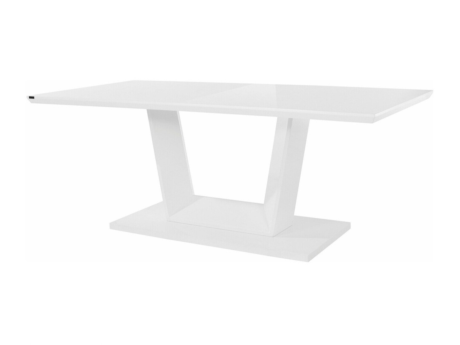 Asztal Denton 744, Fényes fehér, 78x100x200cm, Közepes sűrűségű farostlemez