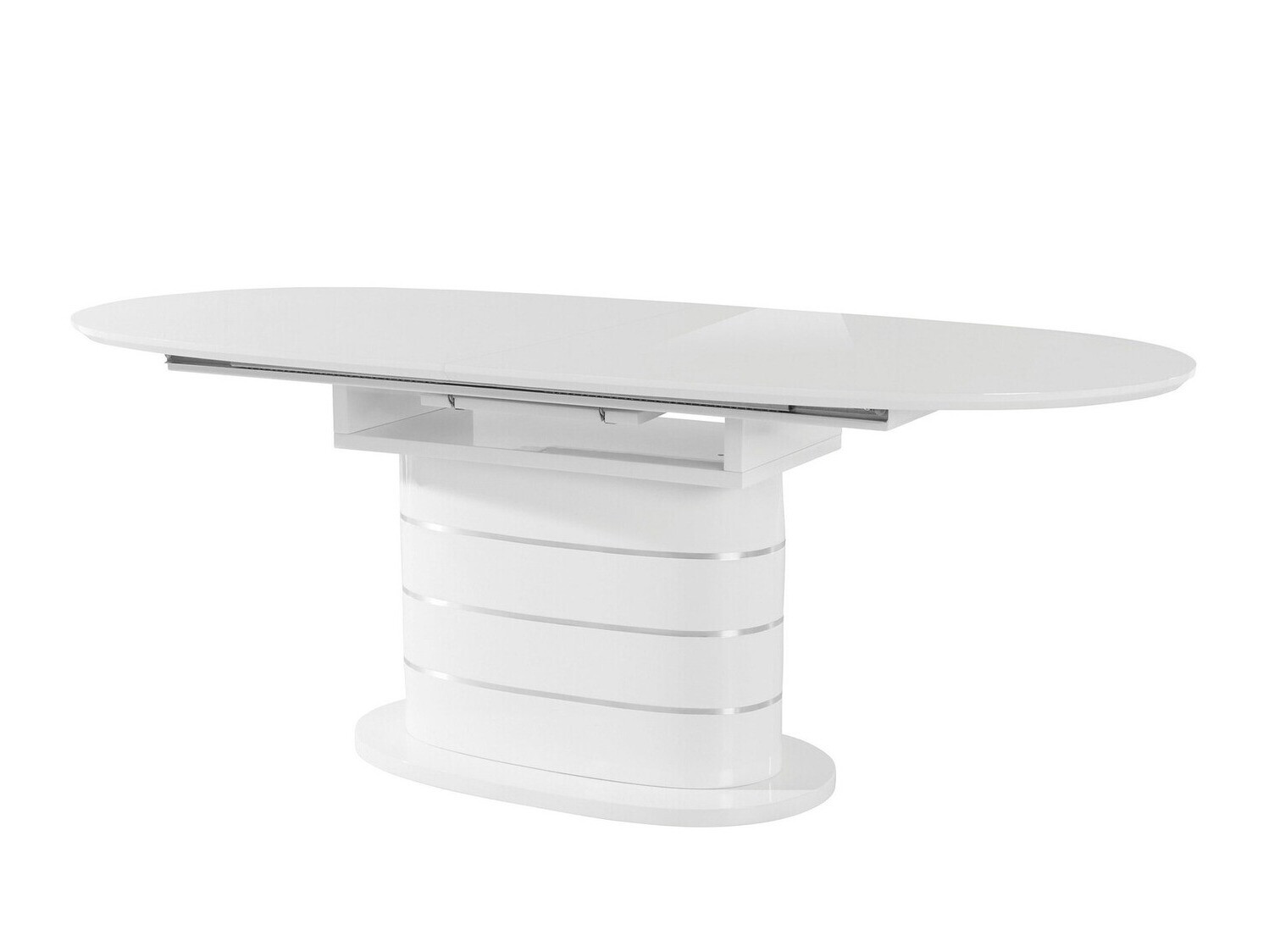 Asztal Denton 767, Fényes fehér, 76x90x200cm, Hosszabbíthatóság, Közepes sűrűségű farostlemez