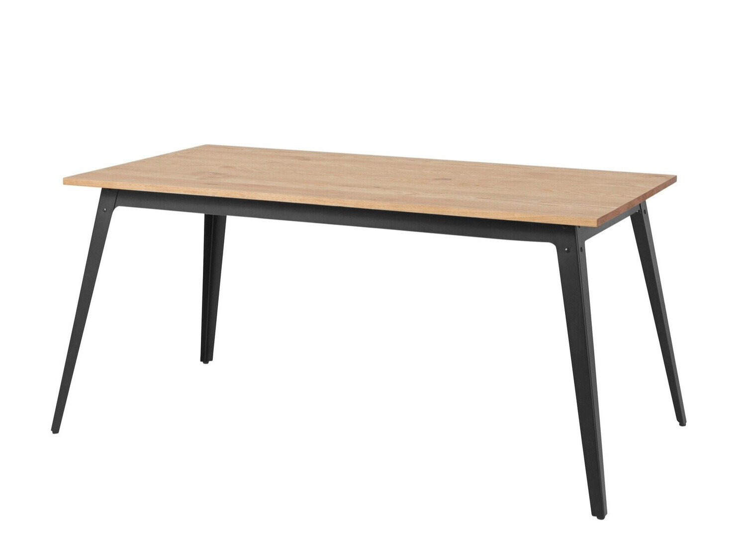 Asztal Denton 983, Fényes fa, Fekete, 75x80x160cm, Munkalap anyaga, Fém