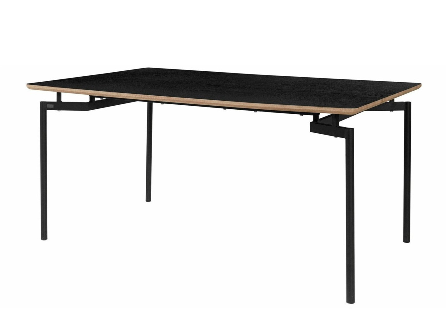 Asztal Denton 1004, Világosbarna, Fekete, 76x90x160cm, Közepes sűrűségű farostlemez, Fém