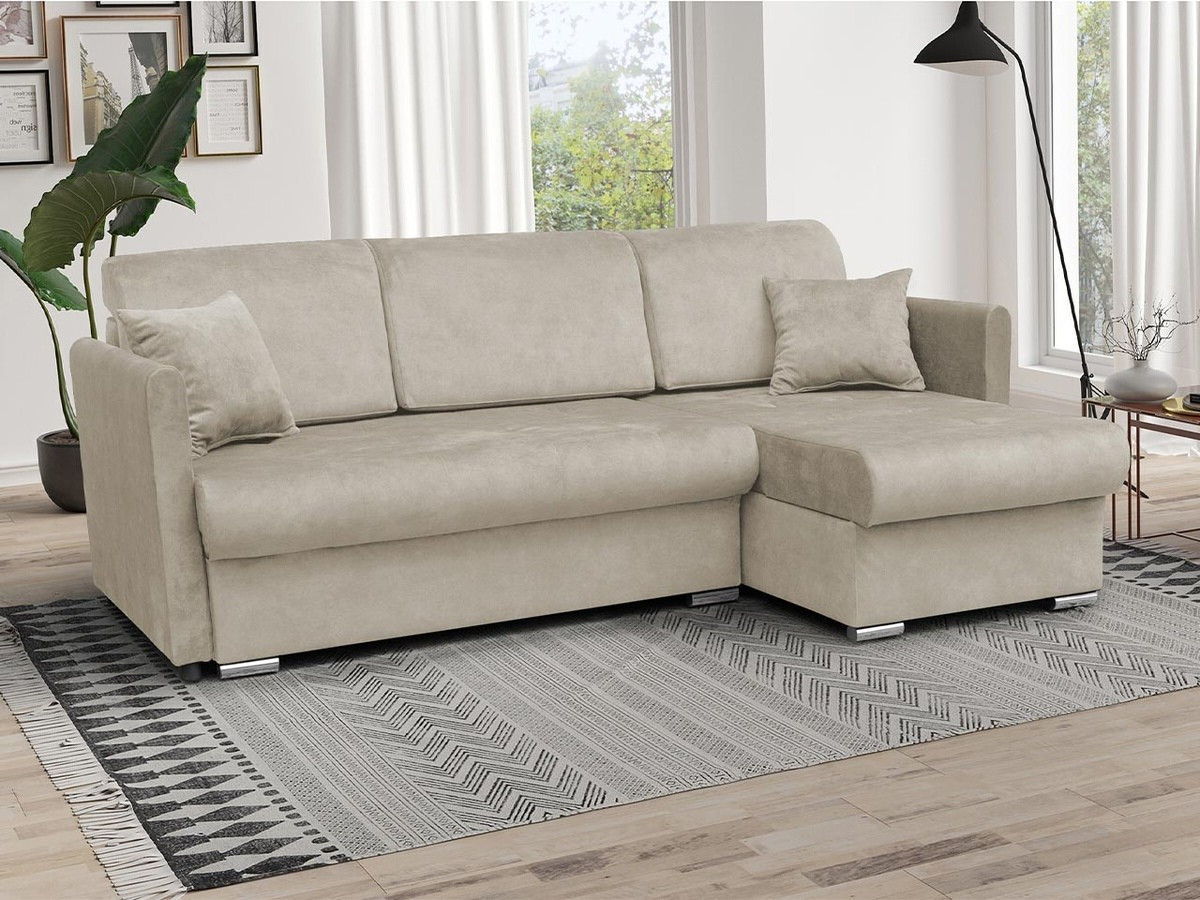 Sarokkanapé Carlsbad 115, Ágyneműtartó, 93x220x148cm, Lábak: Műanyag, Fém