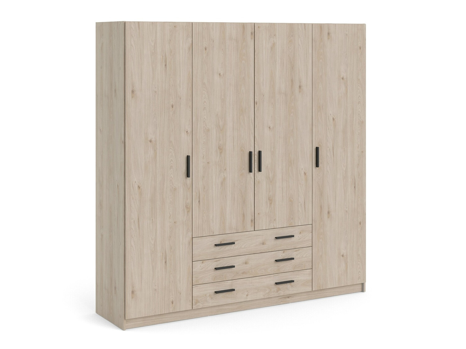 Gardróbszekrény Tustin 184, Hickory tölgy, 200.4x195.5x49.6cm, Szekrényajtók: Pántos