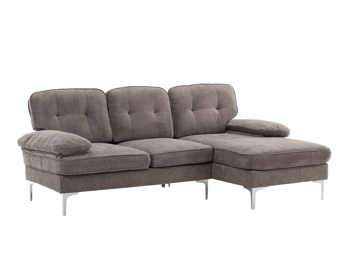 Sarokkanapé Dallas 4224, Sötétszürke, 89x214x140cm, Lábak: Fém