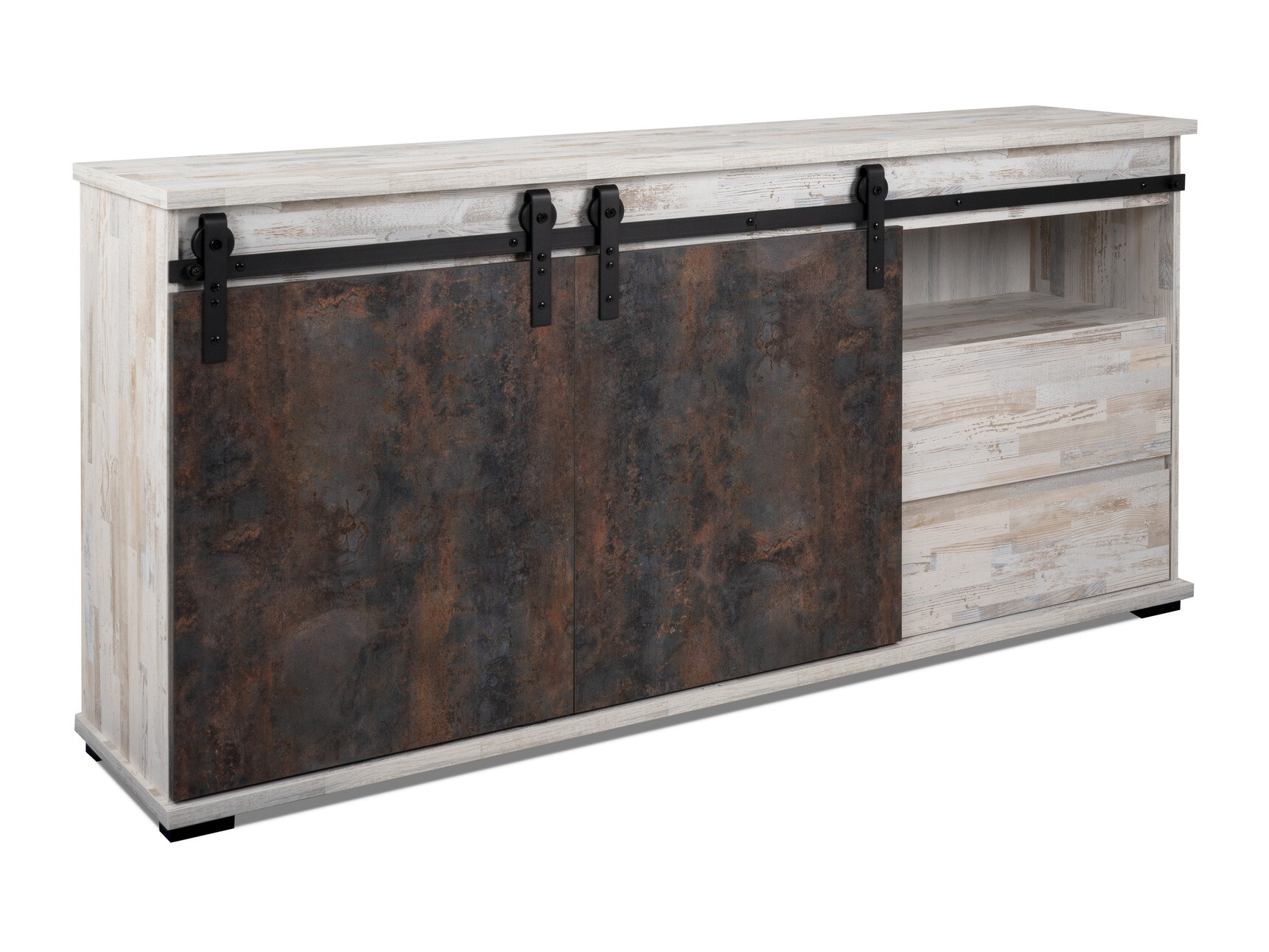 Komód Findlay 209, Fehérített fenyő, Öreg barna, 87.3x180x40cm