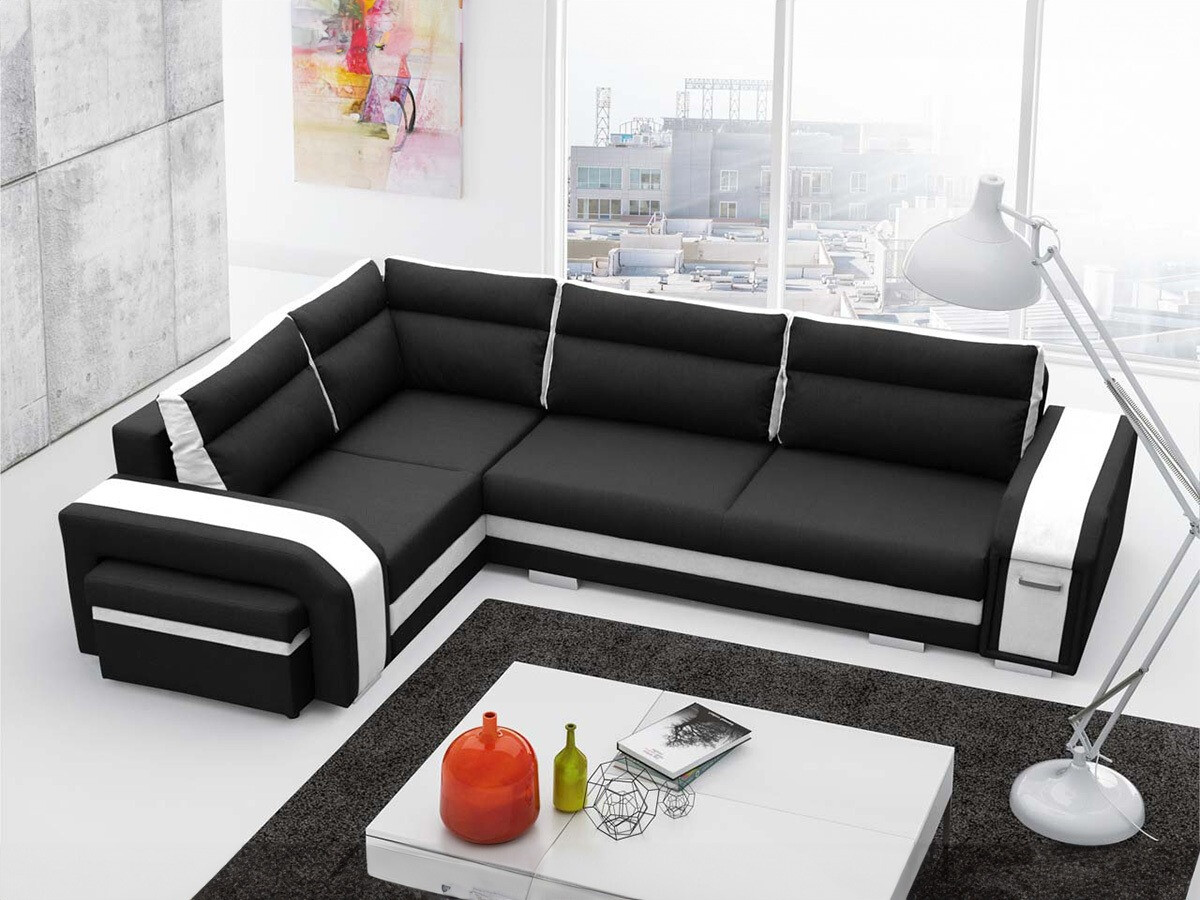 Sarokkanapé Kingsport 100, Ágyneműtartó, 90x300x200cm, Lábak: Műanyag