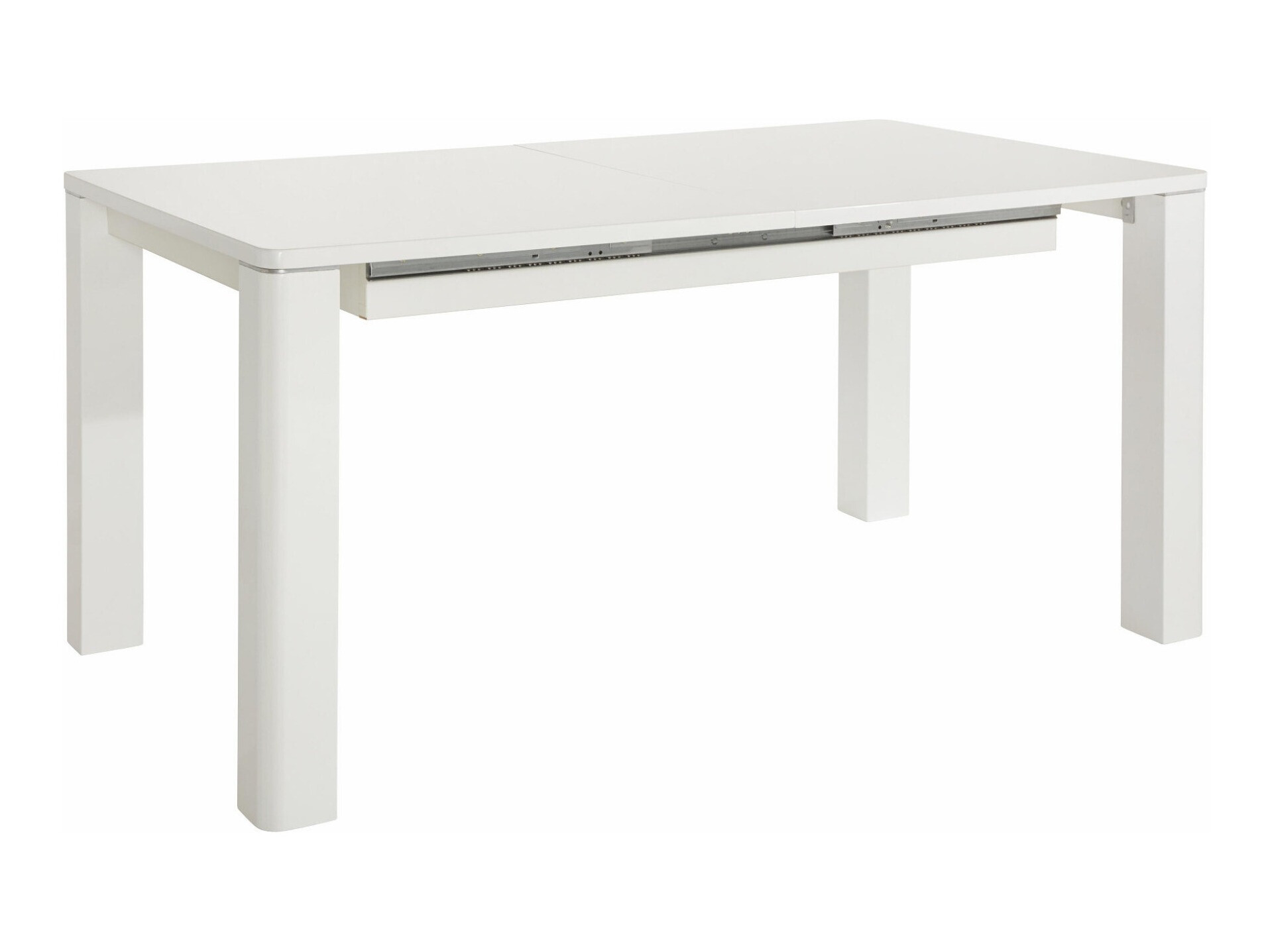 Asztal Denton 1348, Fényes fehér, Fehér, 75x90x160cm, Hosszabbíthatóság, Közepes sűrűségű farostlemez