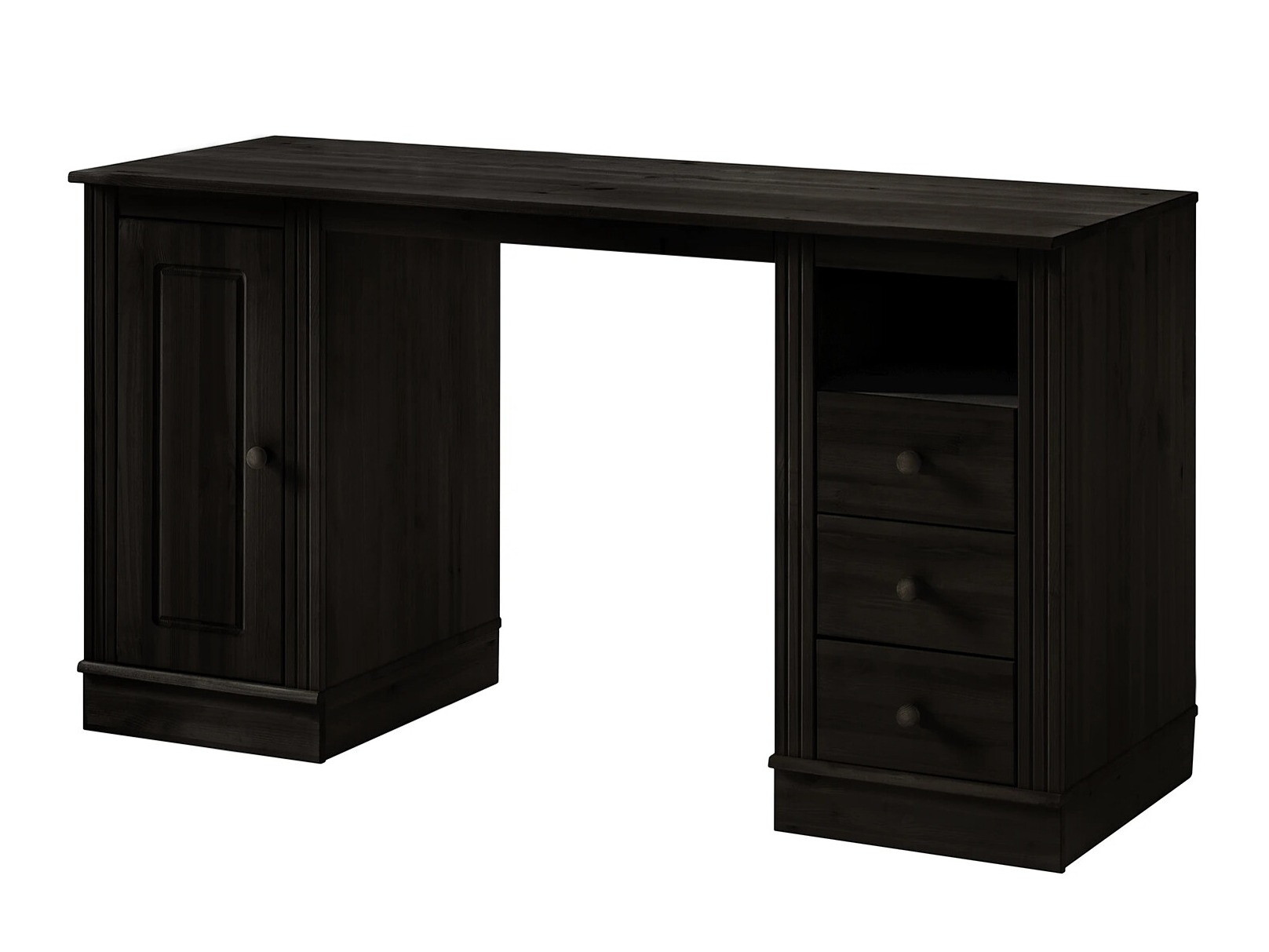 Íróasztal Denton J136, Fiókos, Ajtókkal, 76x140x50cm, Sötét barna, Fenyő