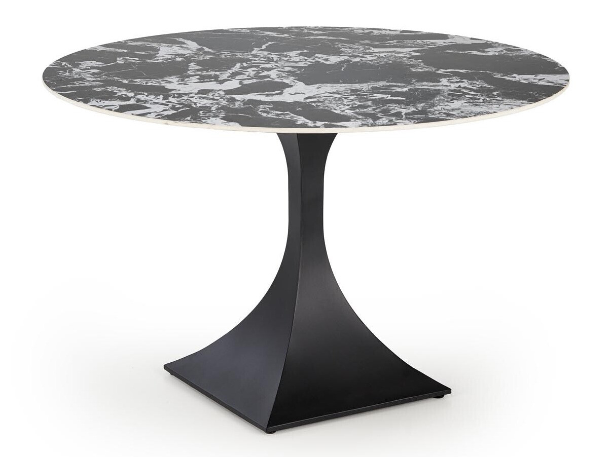 Asztal Houston 1760, Fekete, Fekete márvány, 76.5cm, Szinterezett kő, Fém