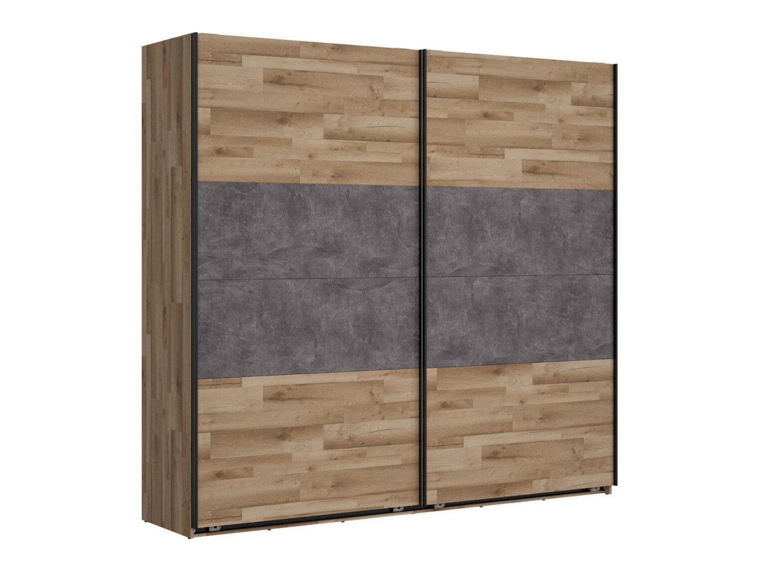 Gardróbszekrény Boston CJ103, Tölgy, Beton, 225x240.4x63cm, Szekrényajtók: Tolóajtók