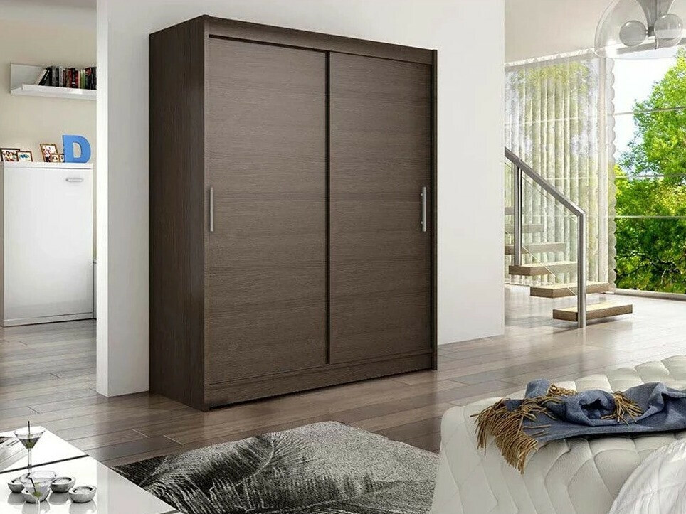 Gardróbszekrény Atlanta 103, Sötét tölgy, 200x150x58cm, Szekrényajtók: Tolóajtók