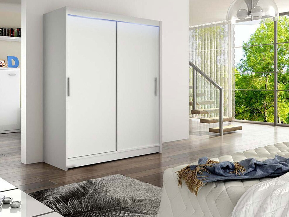 Gardróbszekrény Atlanta 103, Fehér, 200x150x58cm, Szekrényajtók: Tolóajtók
