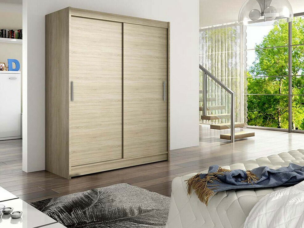 Gardróbszekrény Atlanta 103, Sonoma tölgy, 200x150x58cm, Szekrényajtók: Tolóajtók