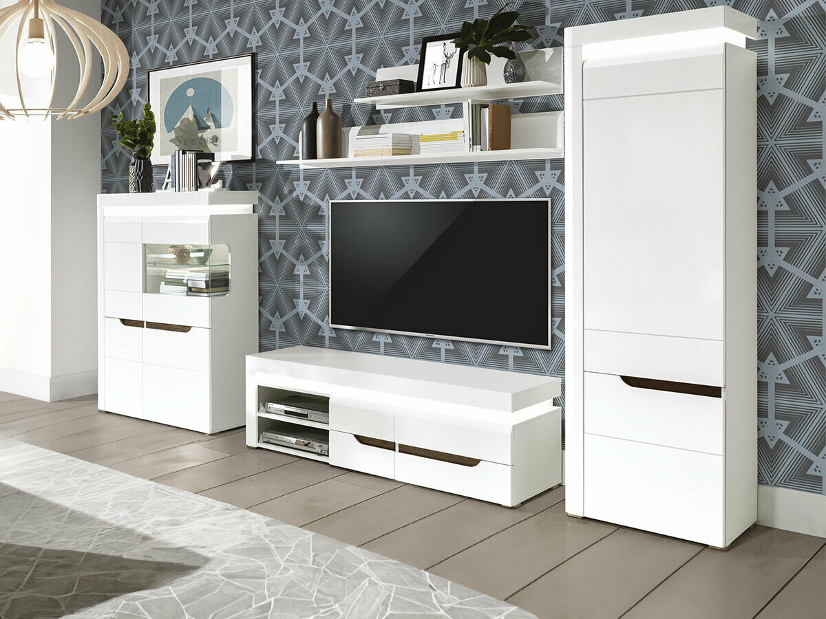 Nappali szett Orlando K112, Fényes fehér, Fehér, Lábak: Műanyag