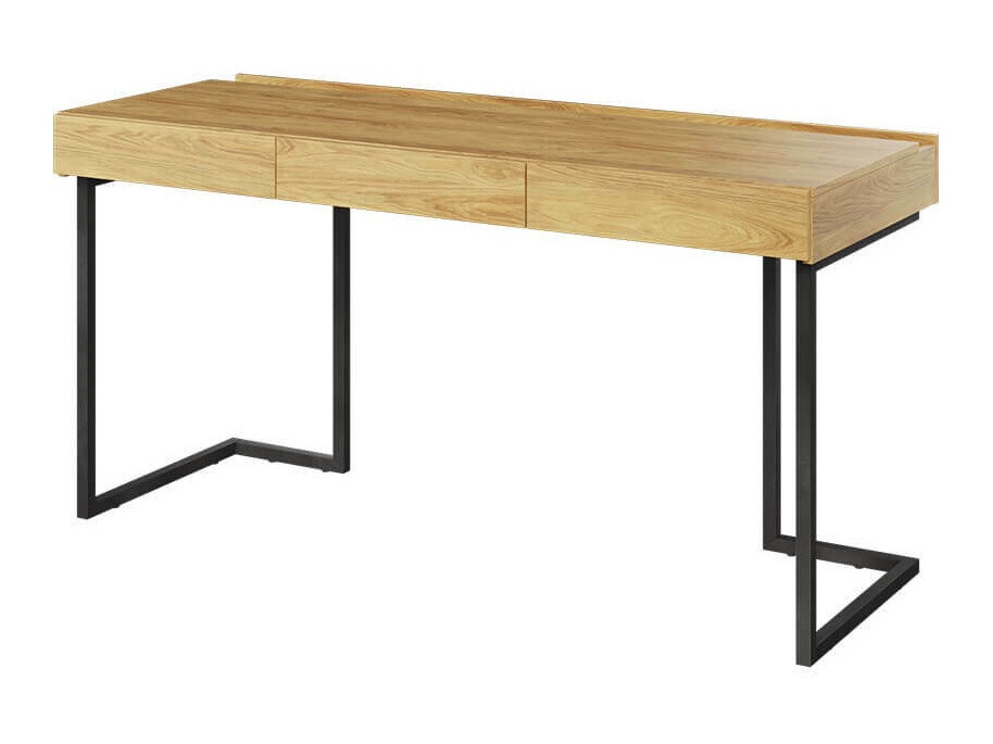 Íróasztal Fresno AG118, Fiókos, 76x150x60cm, Fényes fa, Szürke