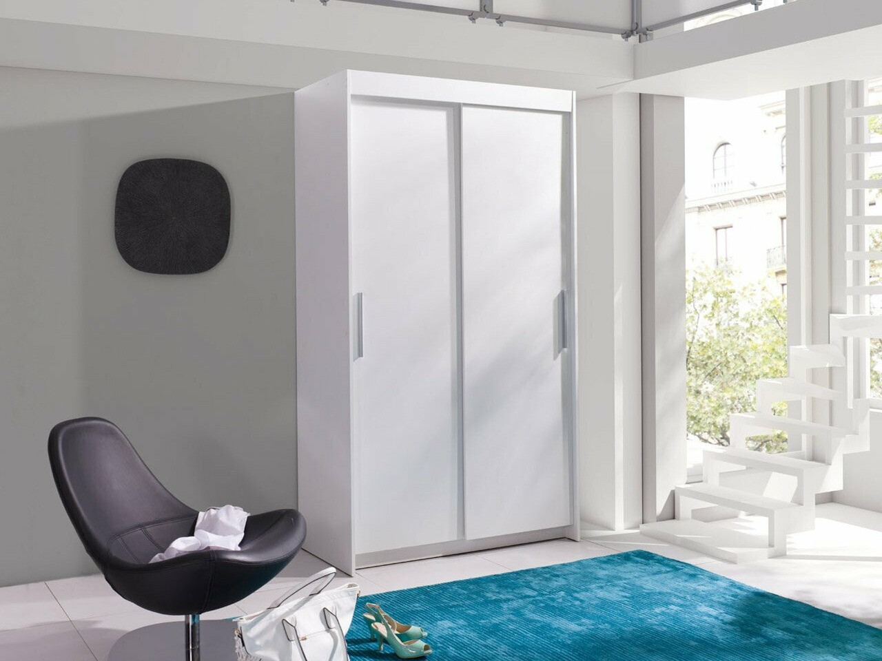 Gardróbszekrény Toledo 108, Fehér, 216x100x60cm, Szekrényajtók: Tolóajtók