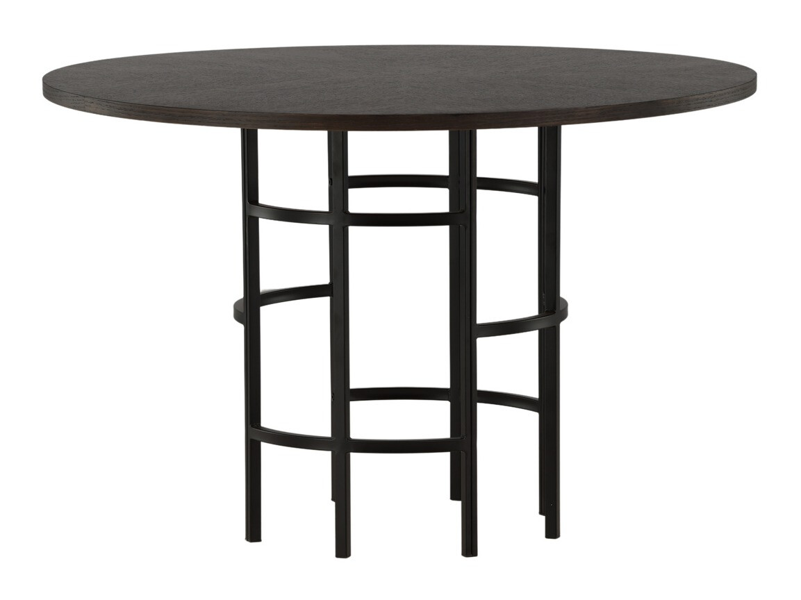 Asztal Dallas 3194, Fekete, Barna, 74cm, Természetes fa furnér, Közepes sűrűségű farostlemez, Fém