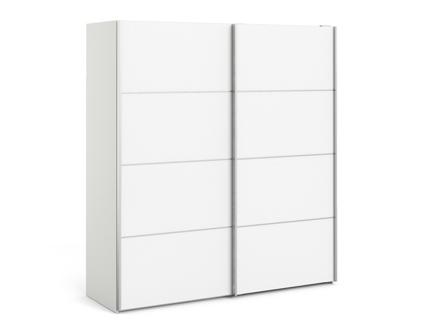 Gardróbszekrény Tustin 208, Szürke, Fehér, 201.5x182.4x64cm, Szekrényajtók: Tolóajtók