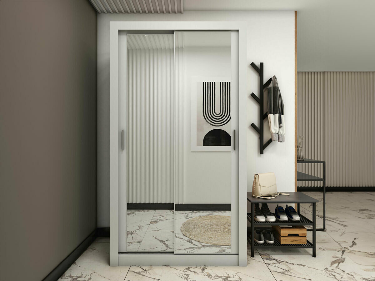 Gardróbszekrény Fresno T116, Fehér, 215x120x60cm, Szekrényajtók: Tolóajtók