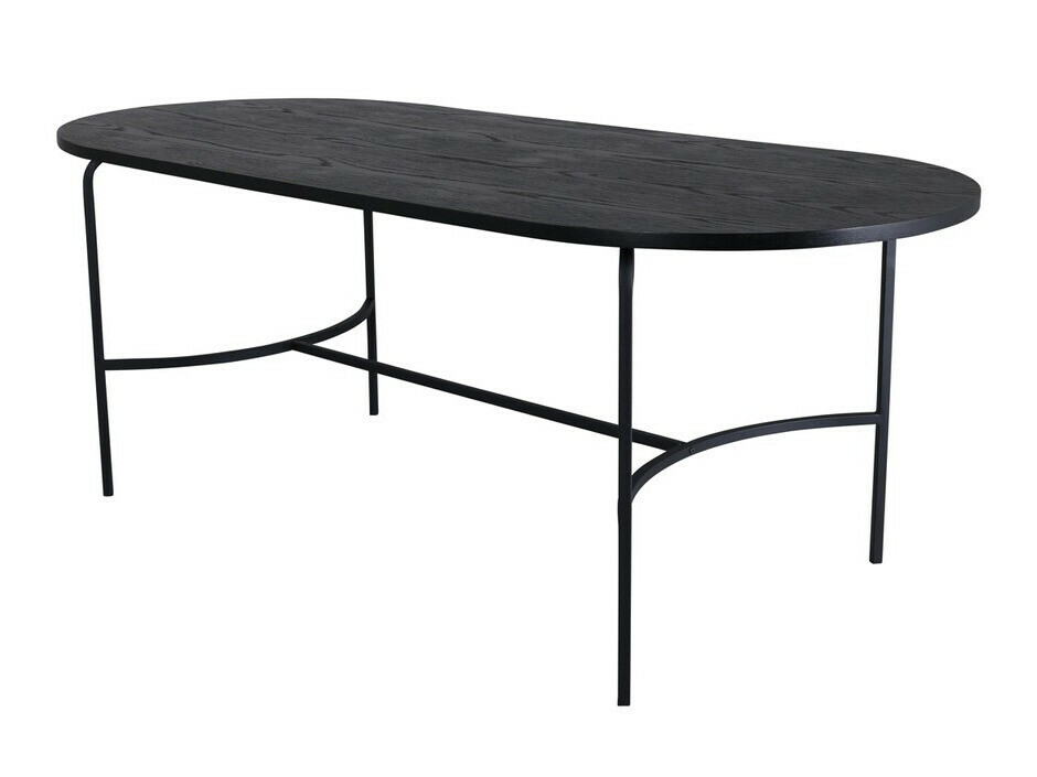 Asztal Dallas 1716, Fekete, 75x90x200cm, Közepes sűrűségű farostlemez, Természetes fa furnér, Fém