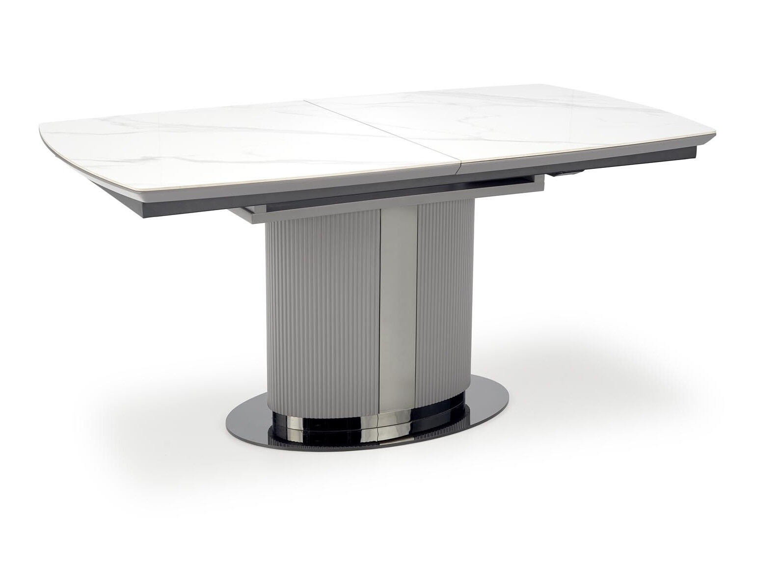 Asztal Houston 1787, Fehér márvány, Szürke, 76x90x160cm, Hosszabbíthatóság, Kerámia, Fém