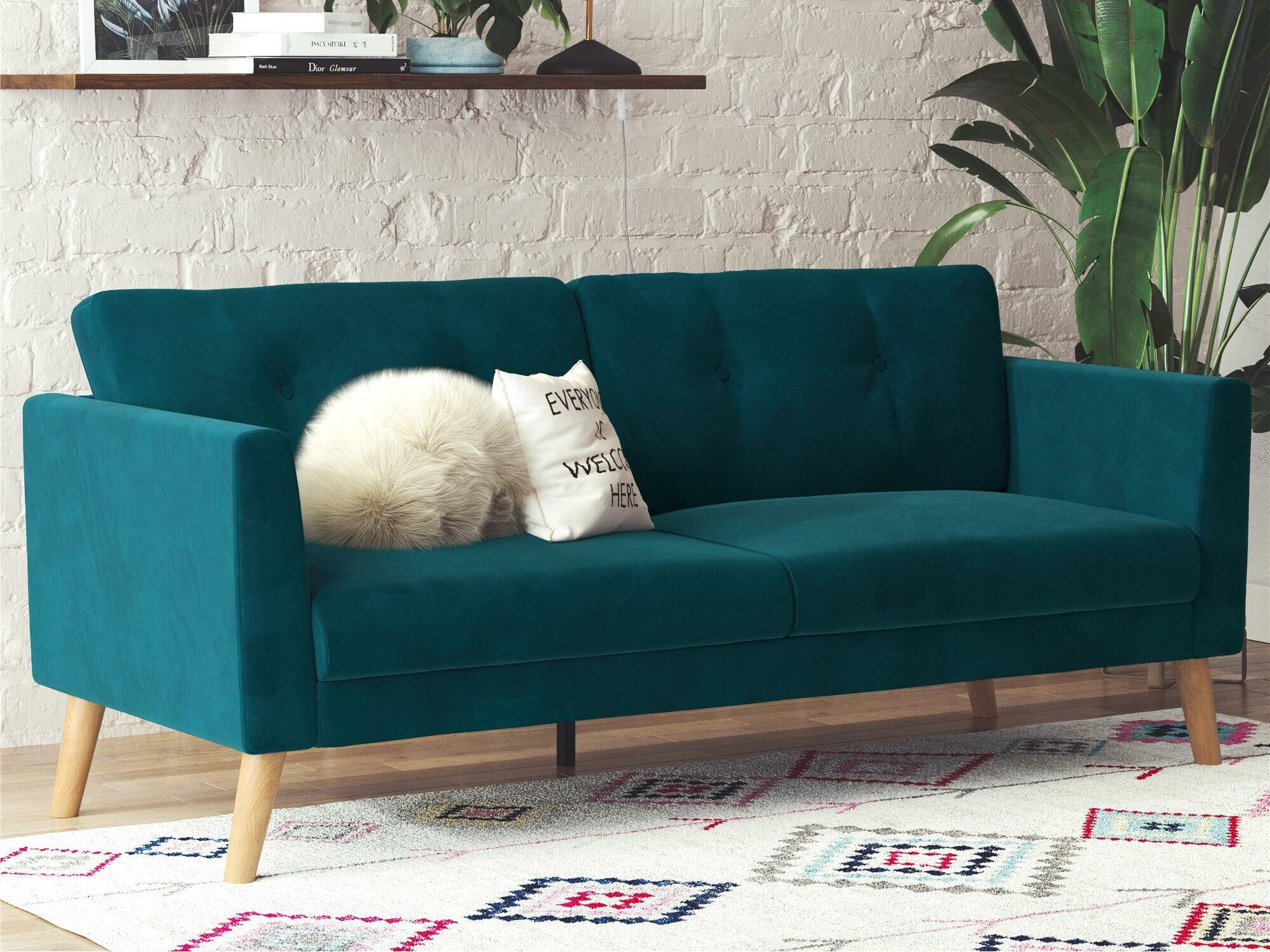 Kanapé CosmoLiving by Cosmopolitan 155, Türkiz, 81.5x192x80cm, Lábak: Fa