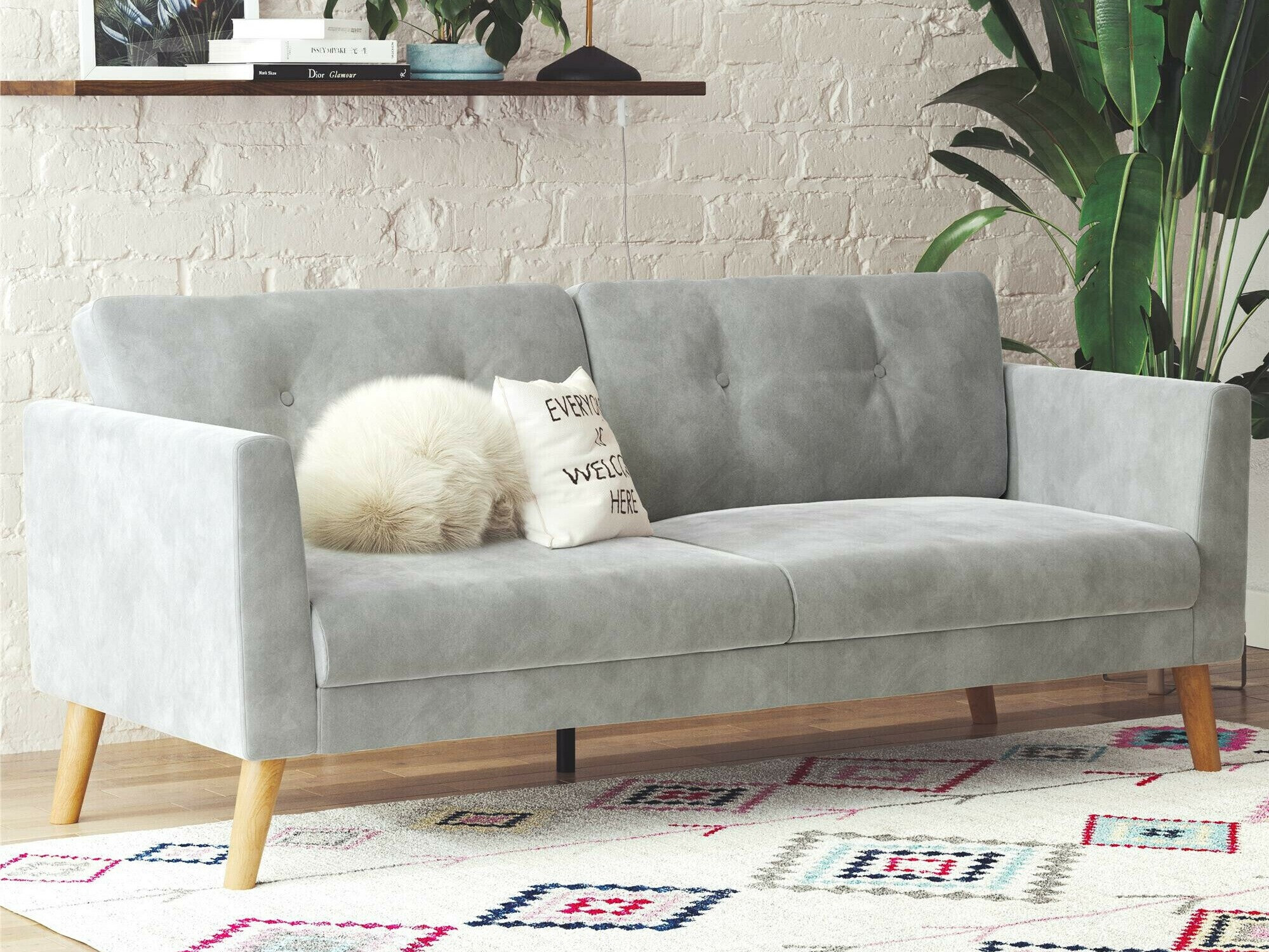 Kanapé CosmoLiving by Cosmopolitan 155, Szürke, 81.5x192x80cm, Lábak: Fa